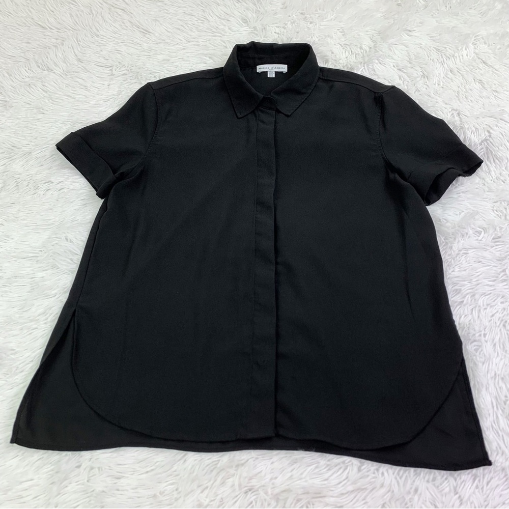 Maison d'Amelie Black Short Sleeve Button-Up Shirt